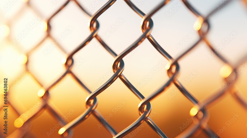Poster A detailed view of a chain link fence. Can be used as a background or texture for design projects