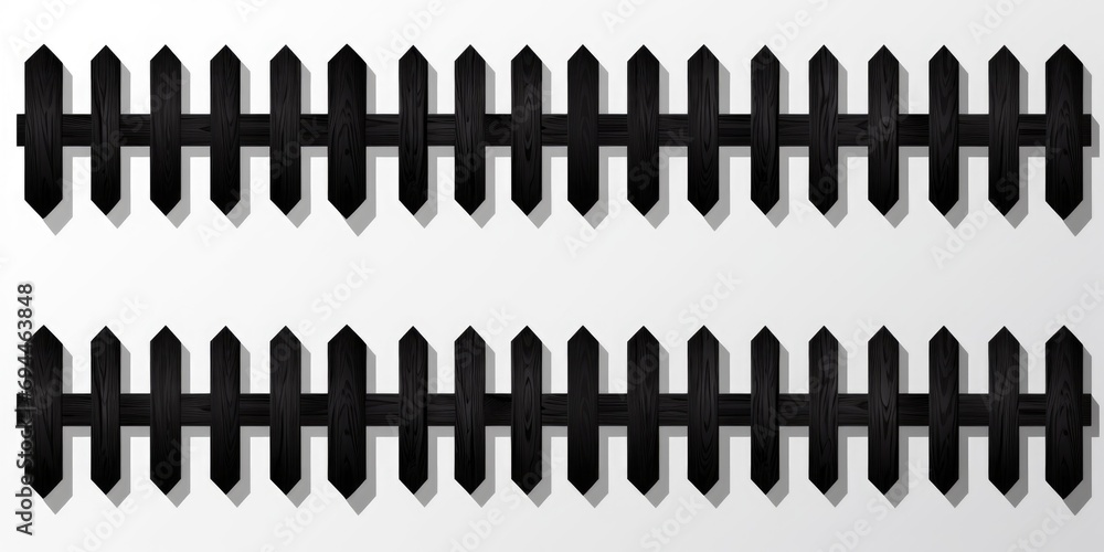 Poster a collection of black fences displayed on a plain white background. perfect for illustrating boundar