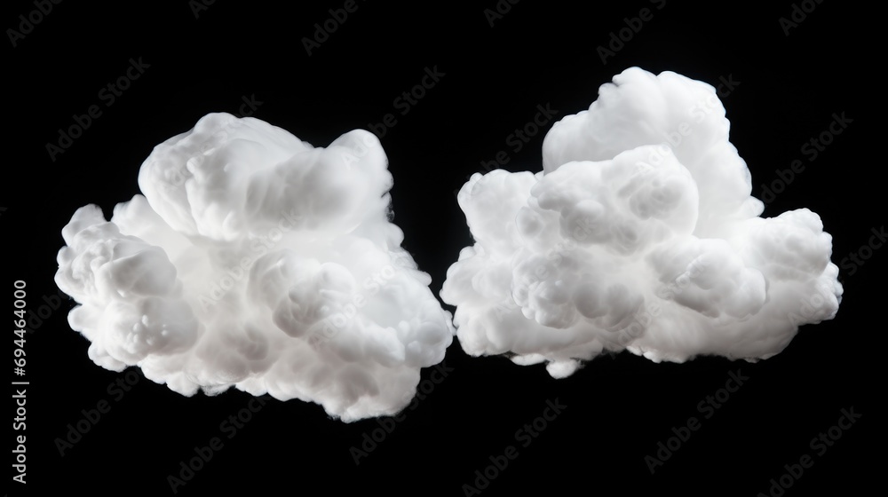 Poster White clouds on a black background. Versatile image suitable for various applications