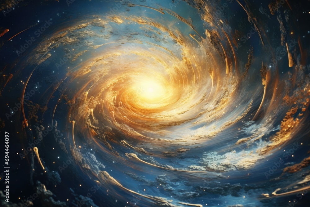 Poster a mesmerizing image capturing a spiral formation in the sky. perfect for adding a touch of wonder an