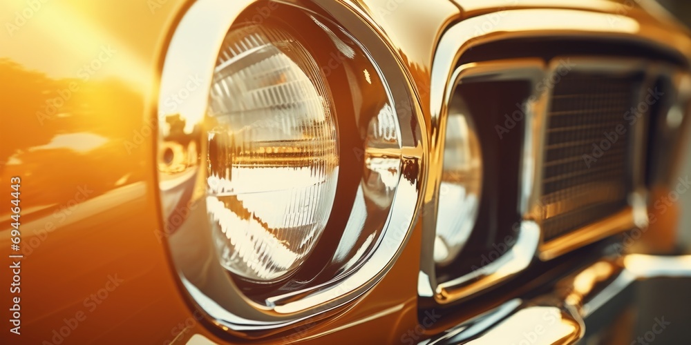 Poster A detailed close-up view of the front of a car. Suitable for automotive-related projects and advertisements