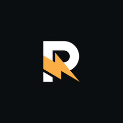 Abstract R letter volt logo design - vector.
