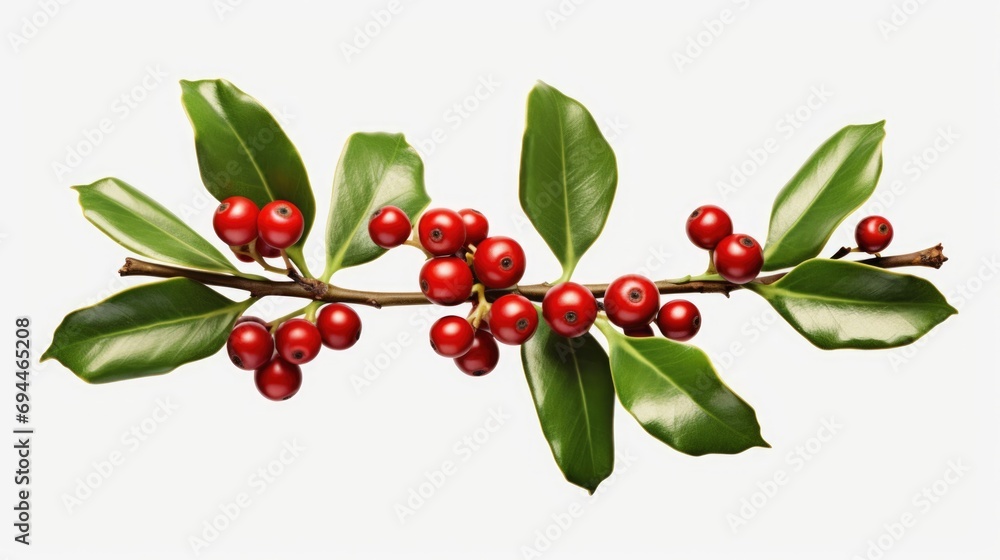 Poster a branch with red berries and green leaves, perfect for adding a touch of color and nature to your d