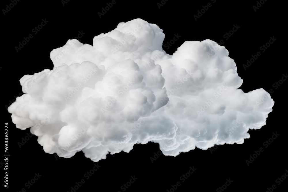 Poster White smoke cloud on a black background. Versatile image that can be used for various concepts and designs