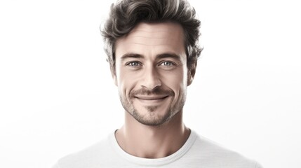 Obraz premium A close-up of a man with a toothbrush in his mouth. Perfect for dental hygiene and oral care concepts