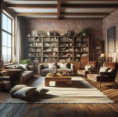 Library room with books