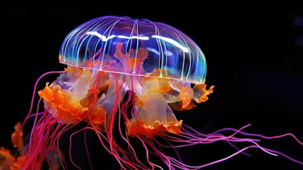 A jellyfish floating in the water with its head above the surface. Perfect for aquatic-themed designs and educational materials