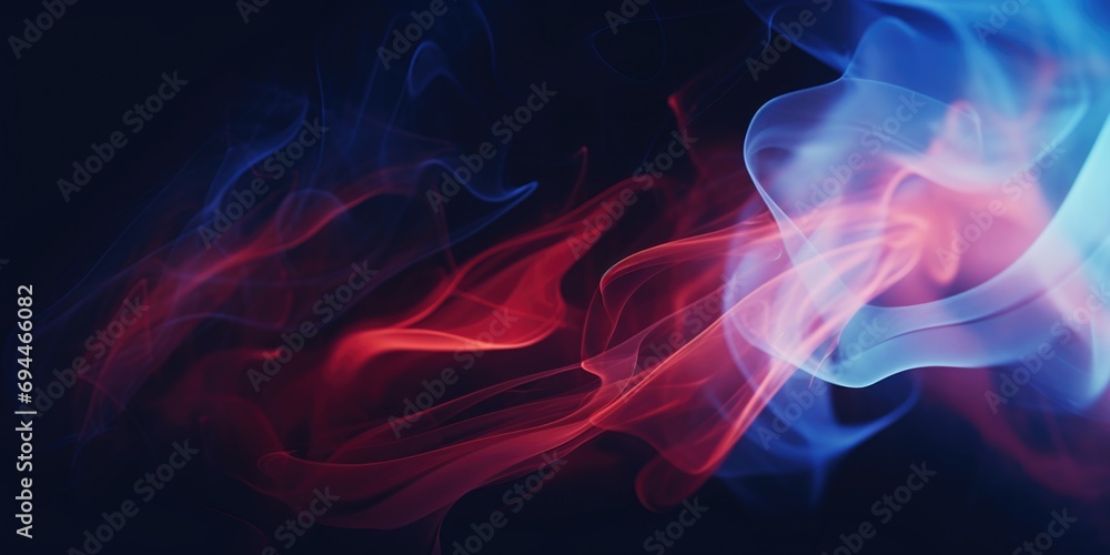 Poster Close up shot of vibrant red and blue smoke. Perfect for adding a pop of color and energy to any project
