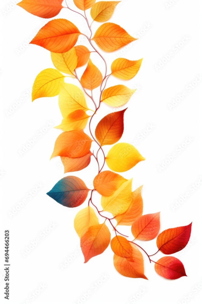 Poster a picture of a bunch of leaves on a branch. can be used for nature-themed designs