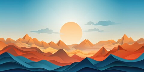 A beautiful sunset over a majestic mountain range. This image can be used to depict tranquility and the beauty of nature