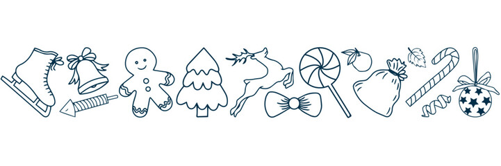 Blue christmas icon elements. Vector illustration for the design of banners, cards, projects