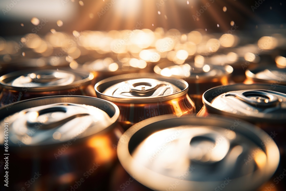 Aufkleber A close-up view of a group of soda cans. This image can be used in various contexts