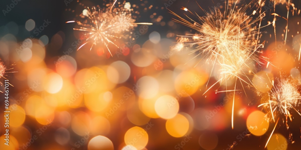 Poster sparklers flying through the air, creating a beautiful display of lights. perfect for celebrations a