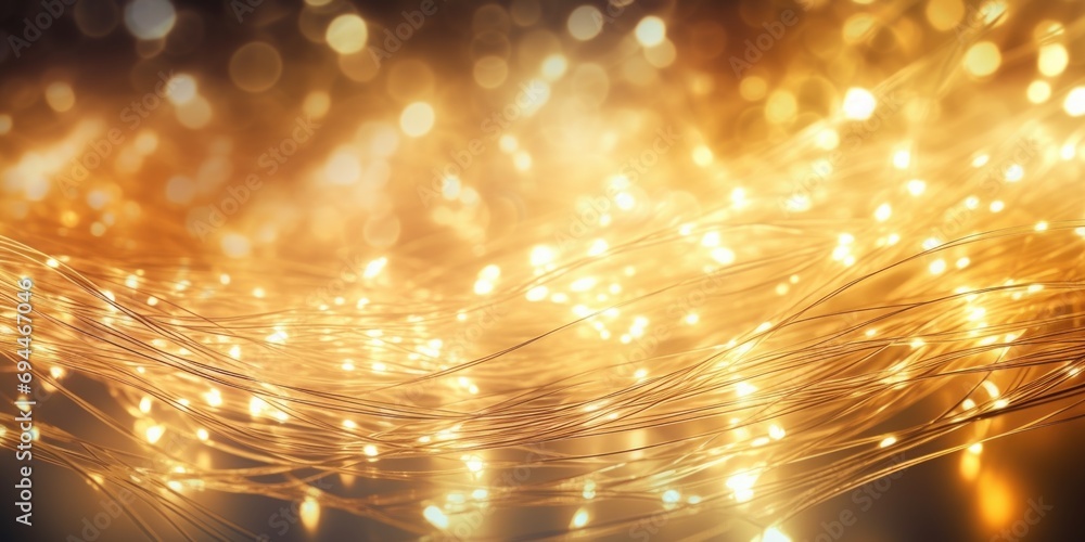 Poster A close-up view of a string of lights. Perfect for adding a festive touch to any event or creating a cozy atmosphere.