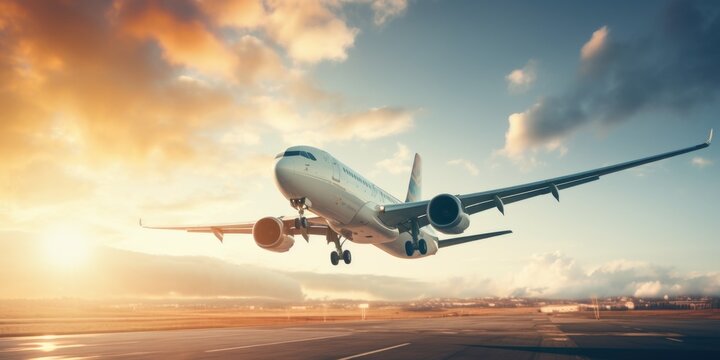 A large jetliner soaring through a cloudy sky. Perfect for travel and aviation-themed projects