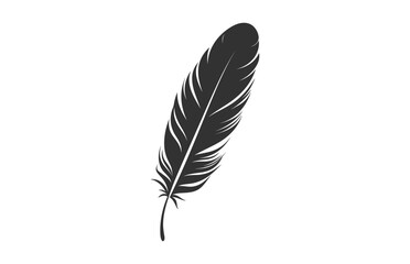 A Feather black Silhouette isolated Vector, Bird Feather Clipart on a white background