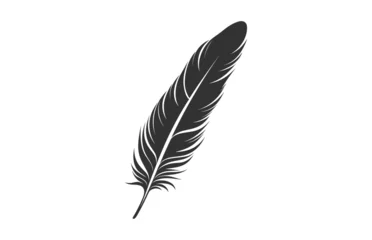 Keuken foto achterwand Veren A Feather black Silhouette isolated Vector, Bird Feather Clipart on a white background