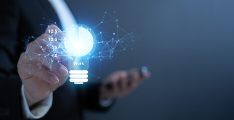Inspiration. hand hold light bulb for good idea. brainstorming creative. Idea innovation and...