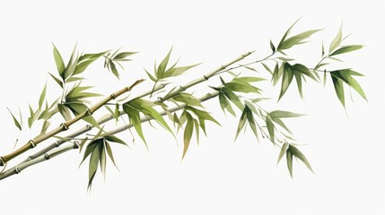 Fototapeta premium A painting of a bamboo tree with lush green leaves. Suitable for nature-themed designs and Asian-inspired artwork
