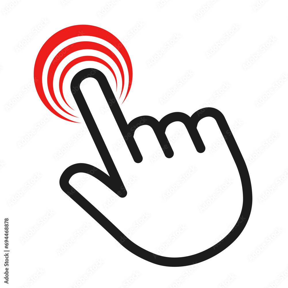 Poster Cursor hand icon, mouse pointer hand click here icon, click or press cursor, pointer, loading, progress – vector