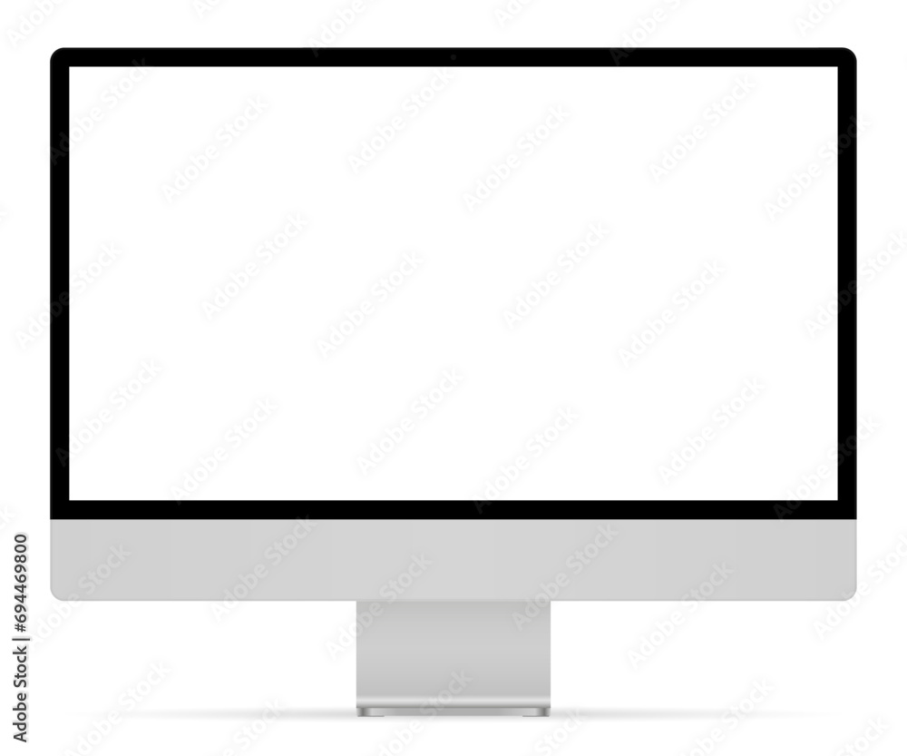 Poster Computer monitor with empty display, device screen mockup silver color, blank screen - stock vector