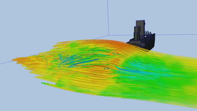 CFD simulation Computational fluid dynamics - Ship boat airflow simulation