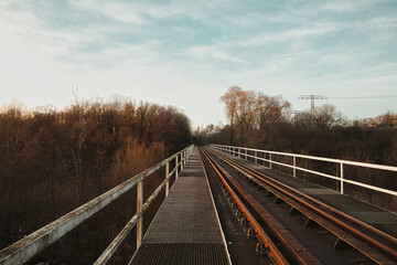 Railway Bridge over the River - Rails - Rail Track - Background - Railroad - Concept - Horizon -...