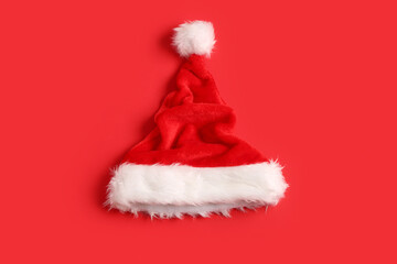 Santa Claus hat on red background