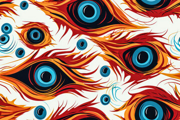 Flaming Eyes repeatable seamless pattern