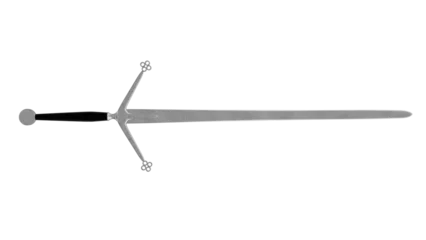 Fotobehang Two-handed Claymore sword isolated on transparent and white background. Sword concept. 3D render © Artem