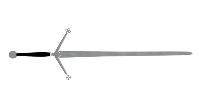 Two-handed Claymore sword isolated on transparent and white background. Sword concept. 3D render