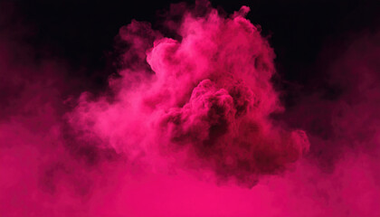 Abstract cloud of vibrant pink smoke against a contrasting dark background, creating a moody and mysterious atmosphere.