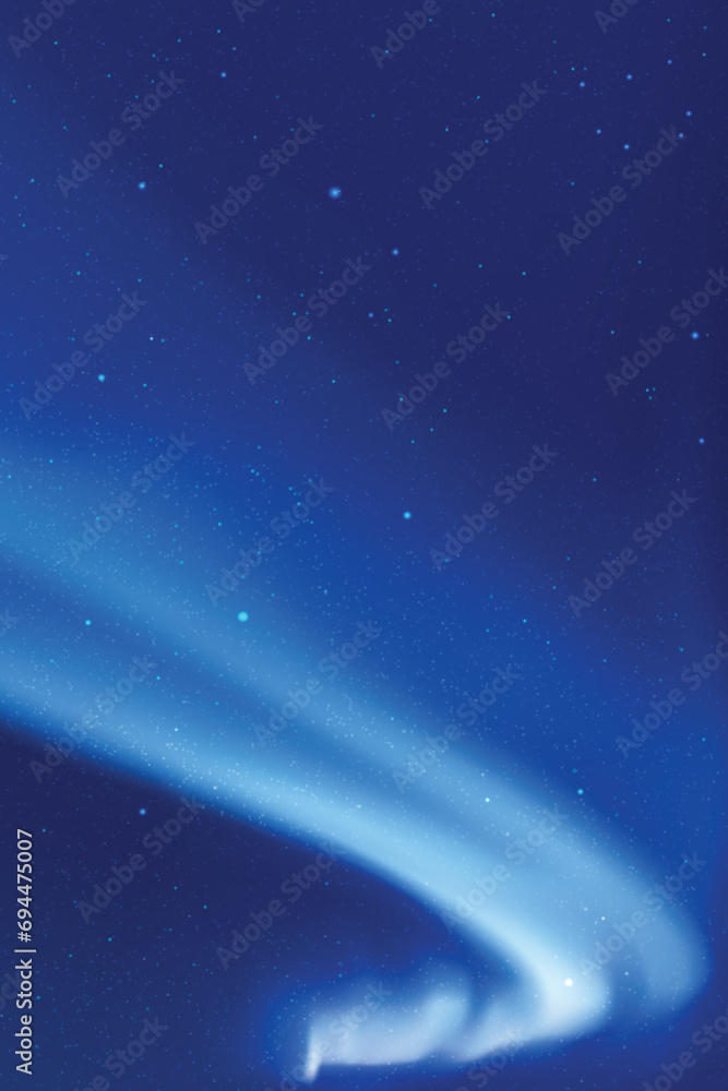 Sticker night starry sky and polar lights. blue aurora borealis. indigo color