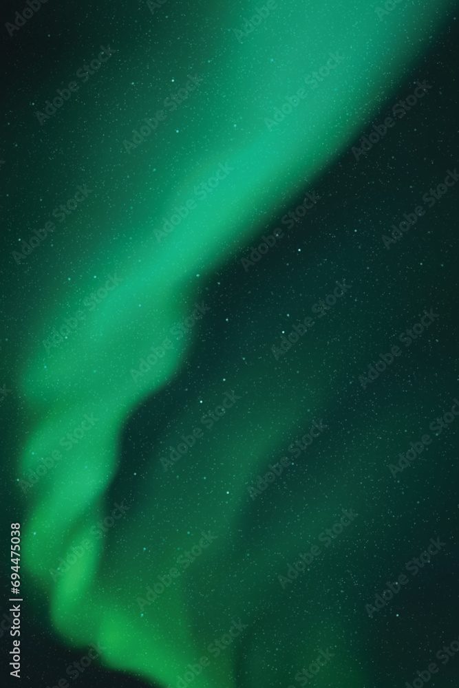 Sticker green aurora borealis. night starry sky and northern lights