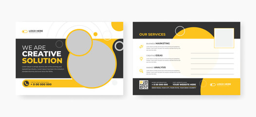 Corporate business postcard design template. minimal modern print-ready postcard design,  - obrazy, fototapety, plakaty