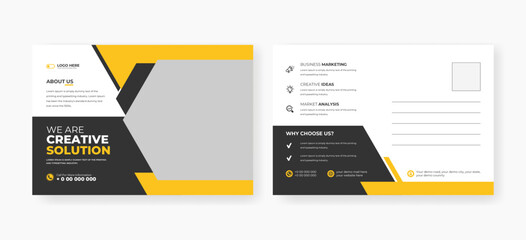 Corporate business postcard design template. minimal modern print-ready postcard design, 