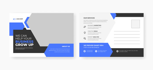 Corporate business postcard design template. minimal modern print-ready postcard design, 