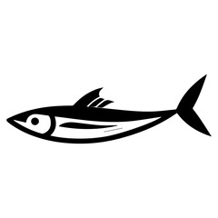 minimal Anchovy vector silhouette black color white background