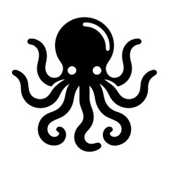 minimal Octopus animal vector silhouette black color white background