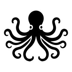 minimal Octopus animal vector silhouette black color white background