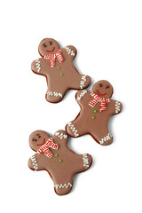 Christmas sweet gingerbread cookies on white background