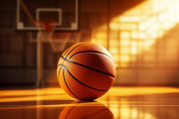 Sporting texture Basketball background with ball, hoop, and court elements - obrazy, fototapety, plakaty