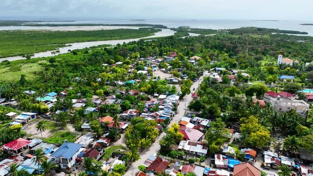 Aerial shot of the small Olango Island just off the coast of Cebu City Philippines.