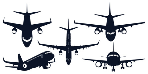Airplane or Aircraft Silhouettes Vector art - obrazy, fototapety, plakaty