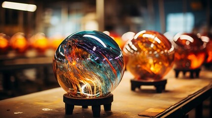 Colorful glass balls, artistic products from the glassworks - obrazy, fototapety, plakaty