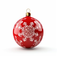 A festive Christmas ball adorned with intricate details. Christmas ball toy with embossed snowflake pattern in 3d style.