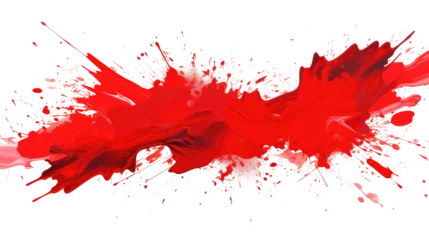 Rolgordijnen Red color paint splash isolated on white transparent background. brush watercolor painting. PNG © Rawf8