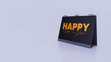 Happy New Year, desk calendar, banner, poster, wallpaper, black background, minimal, clean, corporate