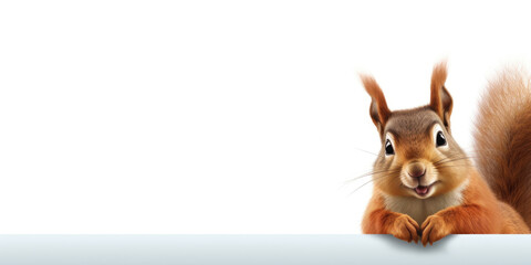 A cute squirrel smiles and gives a thumbs-up in a wide banner with a clean, single-colored background.