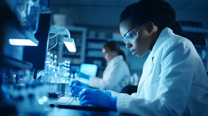 Foto op Plexiglas Black African american female research scientist working in a lab © Dionysus